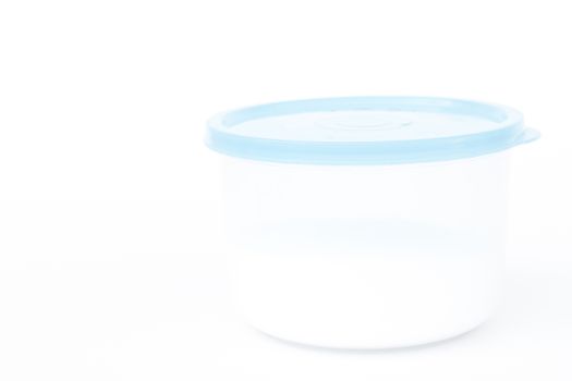Plastic food containers isolated on white background, stock photo