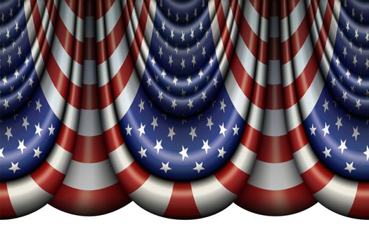 Illustration of bunting using the flag of the United States. Includes clipping path. Can be horizontally tiled.