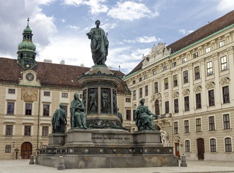 Monument to Emperor Franz I of Austria, Kaiser Franz Denkmal by Pompeo Marchesi, 1842 - 1846, in the Innerer Burghof in the Hofburg imperial palace. Vienna, Austria.