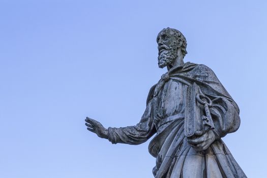 Statue of St. Peter in front of the Basilica in the small town of Eger, Hungary