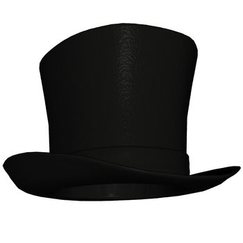 Black top-hat or topper isolated in white background - 3D render
