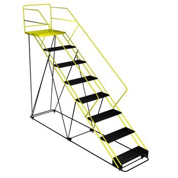 Ladder with platform isolated in white background - 3D render