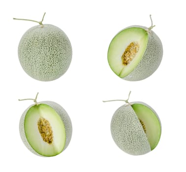 shopped green melon isolated on white background