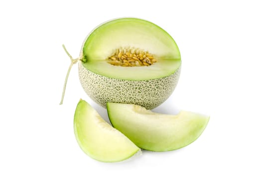 shopped green melon isolated on white background