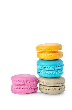 Colorful macaroons collection set on a white background