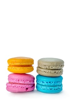 Colorful macaroons collection set on a white background