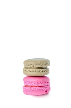 Pink macaroons collection set on a white background