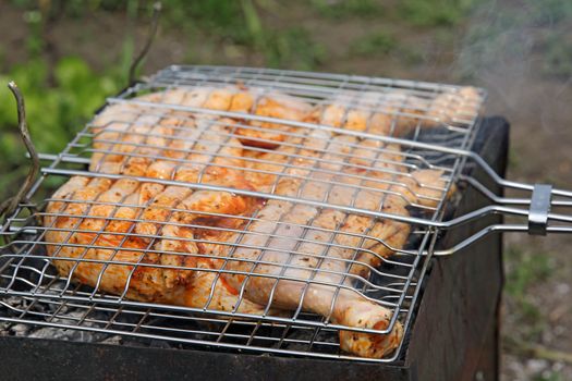 Roast chicken on grill