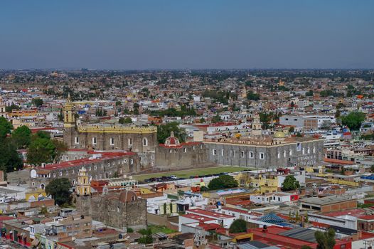 Aerial view of Convent of San Gabriel,  Cholula, Mexico.