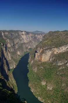 Panorama of Sumidero Canyon from viewpoint. Near Tuxtla Gutierrez in Chiapas, Mexico