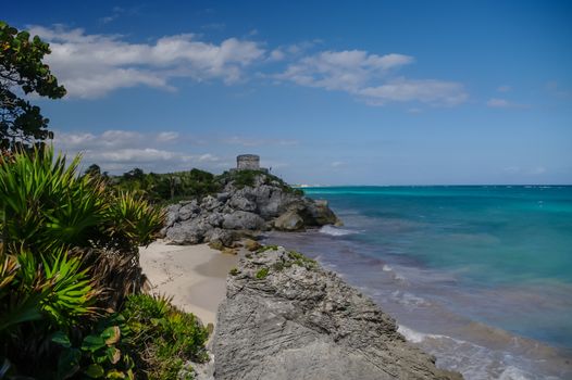 Tulum, Mayan Ruins Besides Caribbean Sea. Riviera Maya, Traveling America.