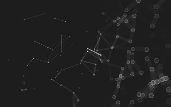 Abstract polygonal space low poly dark background with connecting dots and lines. Connection structure. 3d rendering