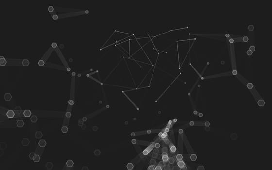 Abstract polygonal space low poly dark background with connecting dots and lines. Connection structure. 3d rendering