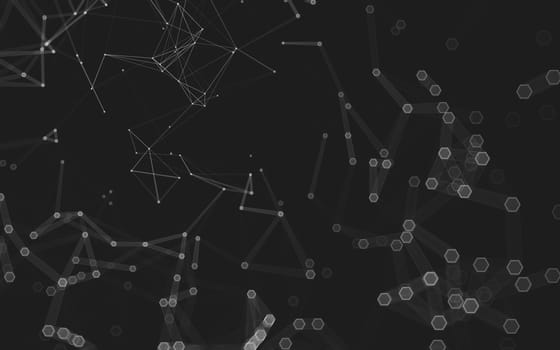 Abstract polygonal space low poly dark background with connecting dots and lines. Connection structure. 3d rendering