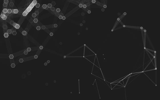 Abstract polygonal space low poly dark background with connecting dots and lines. Connection structure. 3d rendering