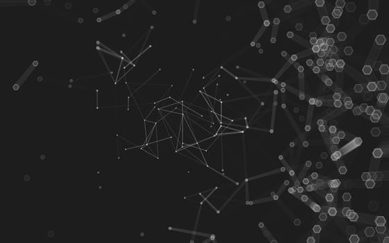 Abstract polygonal space low poly dark background with connecting dots and lines. Connection structure. 3d rendering