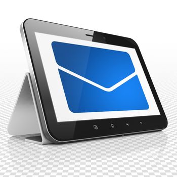 Finance concept: Tablet Computer with blue Email icon on display, 3D rendering