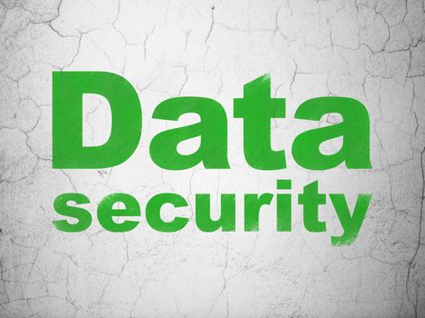 Protection concept: Green Data Security on textured concrete wall background