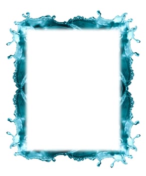 Nice picture frame made from flowing water on white background