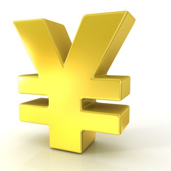 Japanese yen 3D golden sign isolated on white background