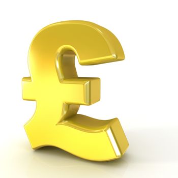 Pound 3D golden sign isolated on white background