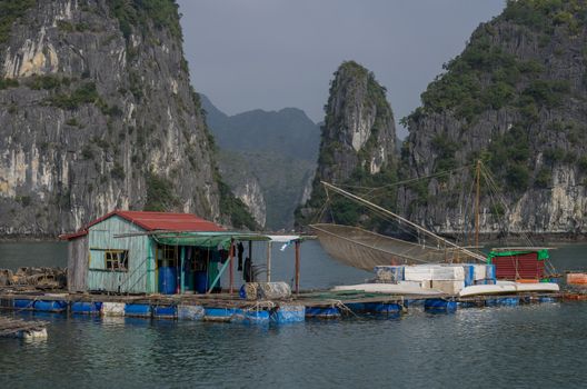 Ha-Long Bay, Vietnam, 3 January 2015: View of Ha Long bay floating village