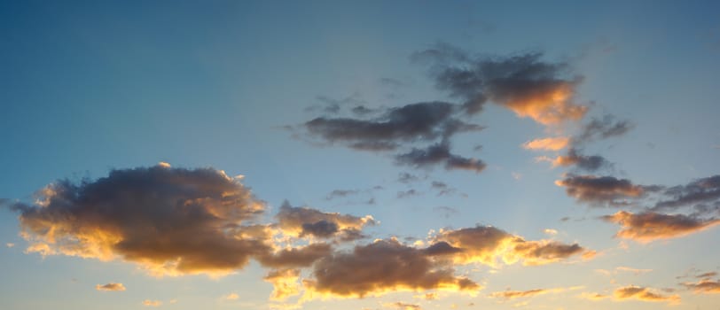 grey sky clouds and sunlight panoramic