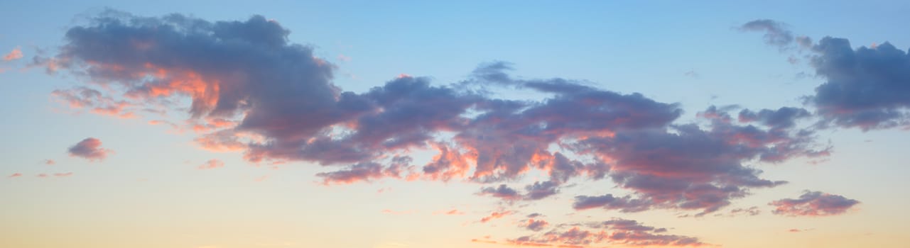 blue and orange gray clouds sky panorama