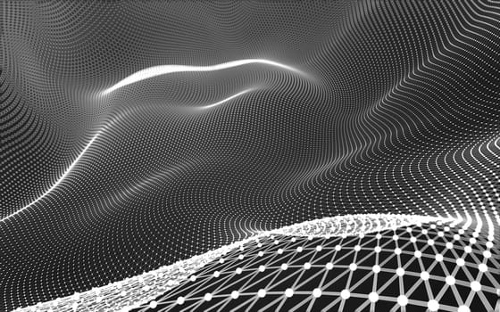 Abstract polygonal space low poly dark background with connecting dots and lines. Connection structure. 3d rendering