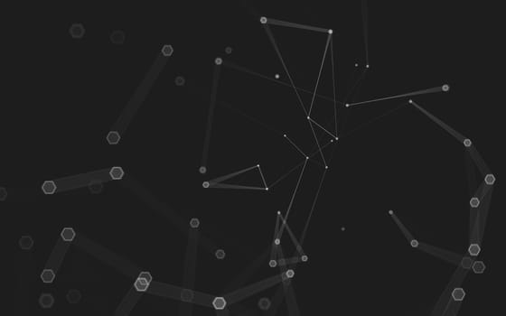 Abstract polygonal space low poly dark background with connecting dots and lines. Connection structure. 3d rendering