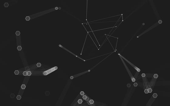 Abstract polygonal space low poly dark background with connecting dots and lines. Connection structure. 3d rendering