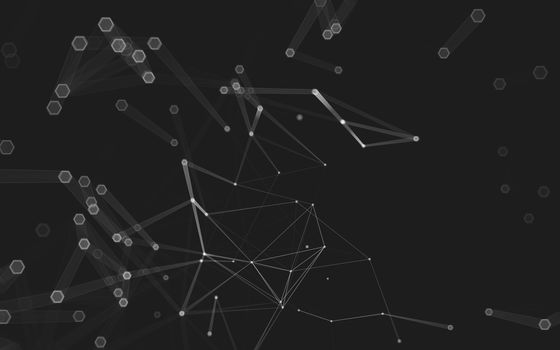 Abstract polygonal space low poly dark background with connecting dots and lines. Connection structure. 3d rendering