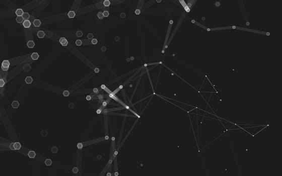 Abstract polygonal space low poly dark background with connecting dots and lines. Connection structure. 3d rendering