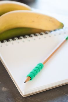 Shopping list with Healthy fruits, stock photo