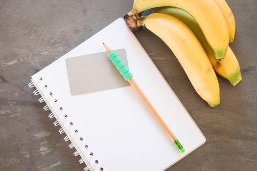 Shopping list with Healthy fruits, stock photo