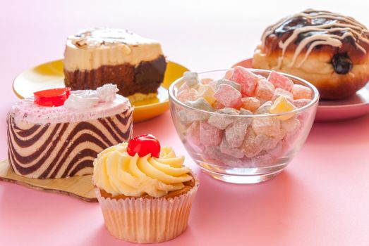 Various tasty sweet dessert for tea and cooffee