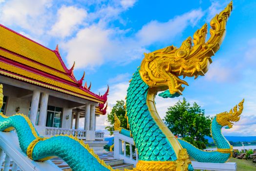 The Naga in Wat Ahong Silavas temple at Buengkan, Thailand.