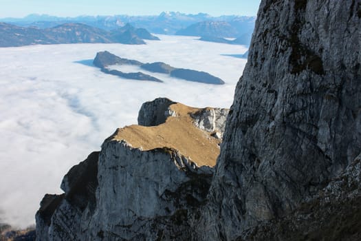 View from Mount Pilatus. And clouds like snow