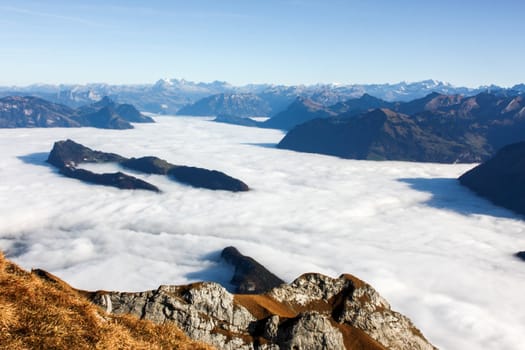View from Mount Pilatus. And clouds like snow