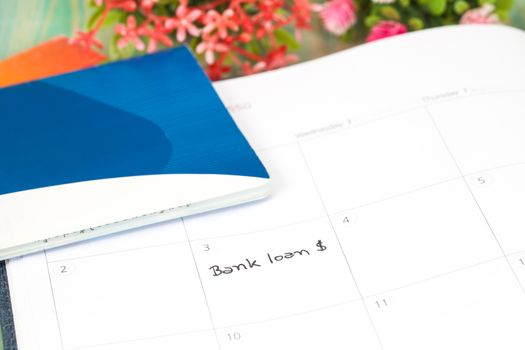 Reminder "bank loan" in calendar