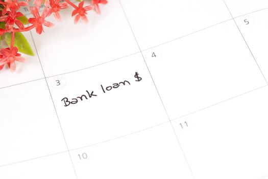 Reminder "bank loan" in calendar