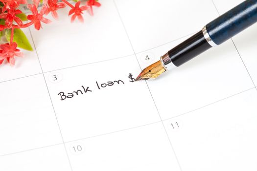 Reminder "bank loan" in calendar