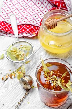 Remedy for cold-tea with dry Linden,honey and lemon