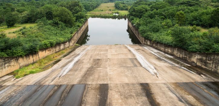 The reservoir in the forest.