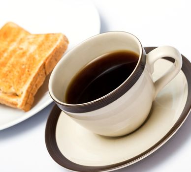 Coffee And Toast Indicating Toasted Bread And Toasting