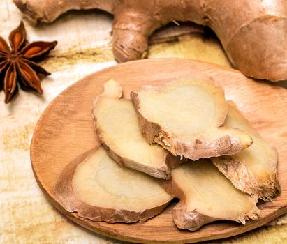 Sliced Ginger Root Meaning Star Anise And Piece