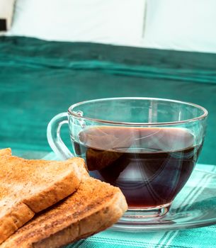 Breakfast In Bed Showing Meal Time And Toasted