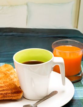 Coffee And Toast Indicating Toasted Bread And Slices