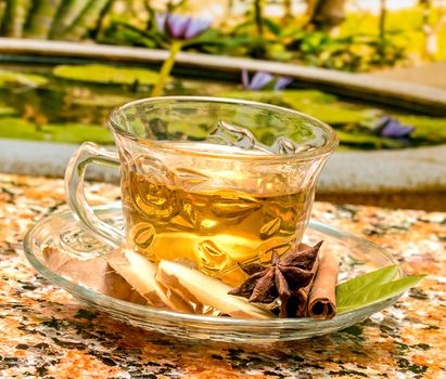 Tea On Patio Indicating Refreshments Beverages And Teacups