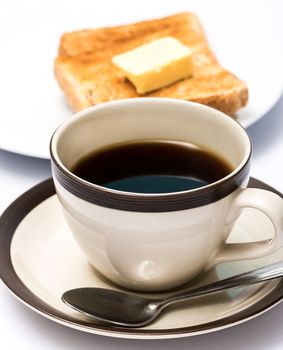 Coffee And Toast Indicating Toasted Bread And Breaks